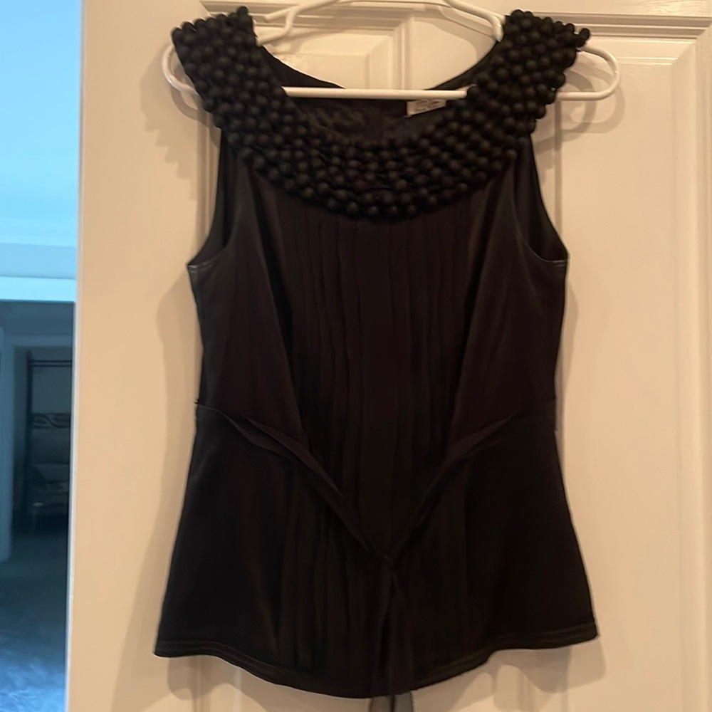 Leon Max limited edition black beaded silk sleeveless top size 10 max studio